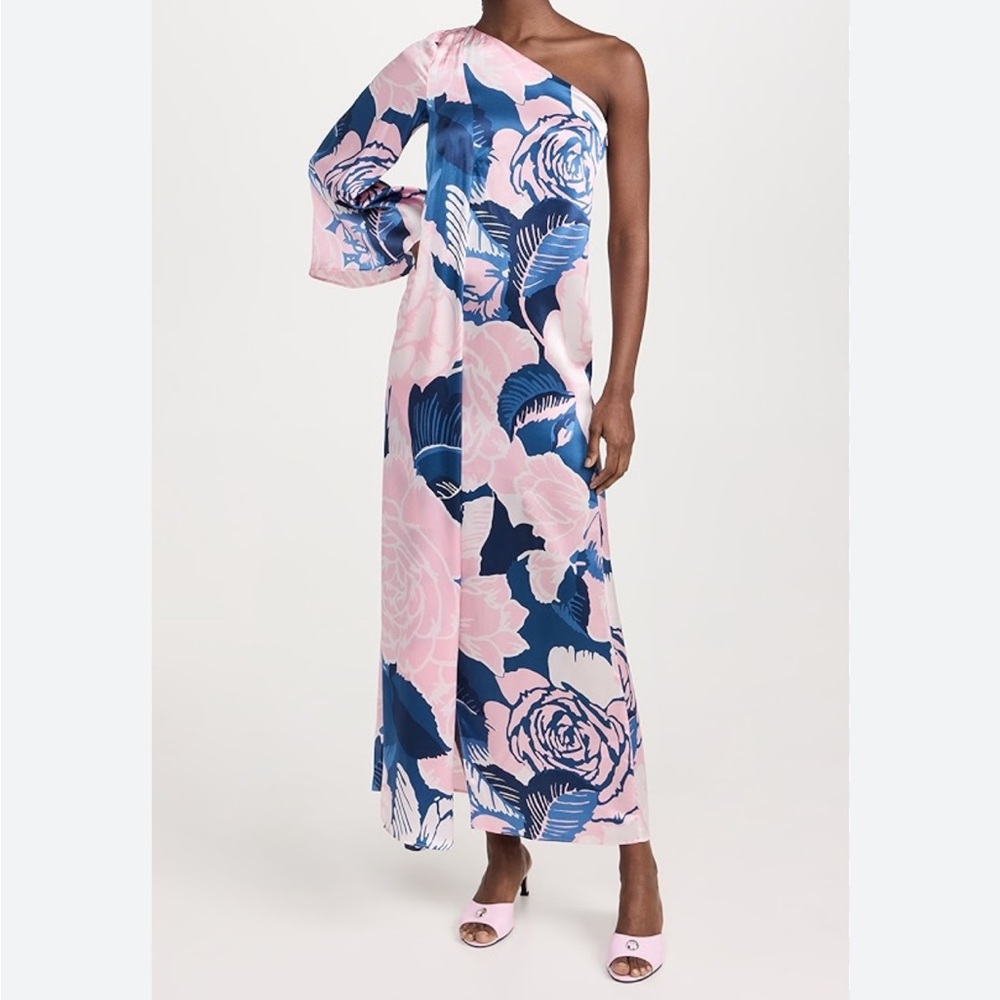 Figue Greta Floral-Print One-Shoulder Slit-Hem Silk Maxi Dress - Picture 6 of 16